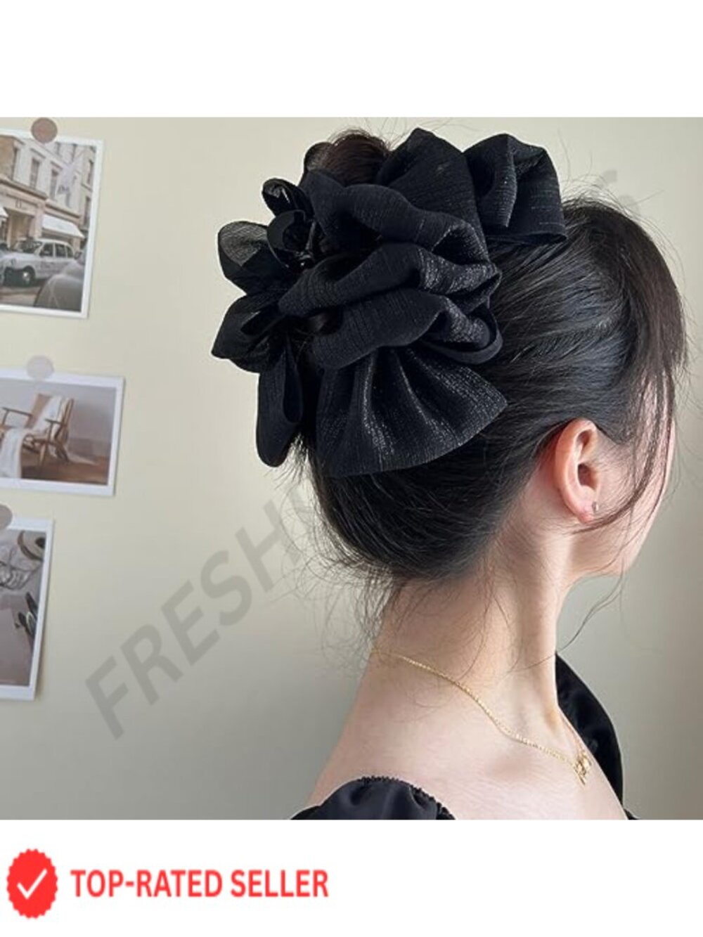 Large Chiffon Bow Hair Clip Banana Claw Ponytail Holder French Barrette